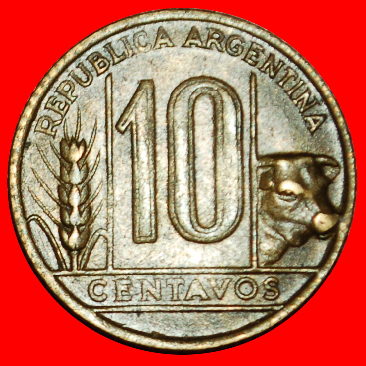  Ⰶ KUH (1942-1950): ARGENTINIEN ★ 10 CENTAVO 1947! OHNE VORBEHALT!   