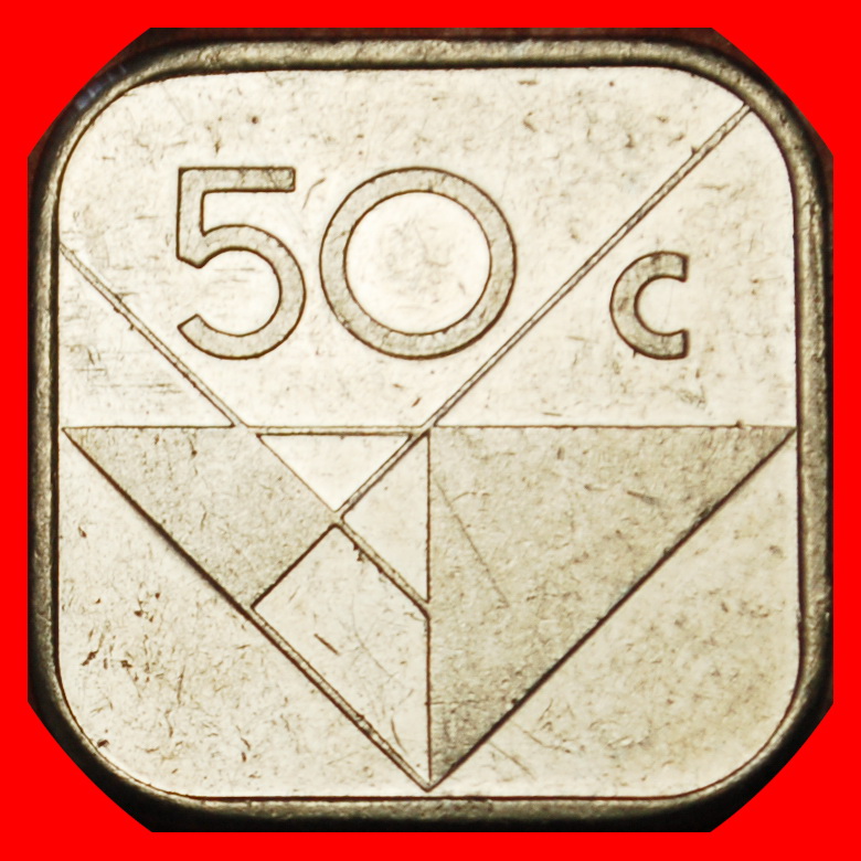  Ⰶ NETHERLANDS (1986-2023): ARUBA ★ 50 CENTS 1988 MINT LUSTRE! UNCOMMON!  LOW START ★ NO RESERVE!   