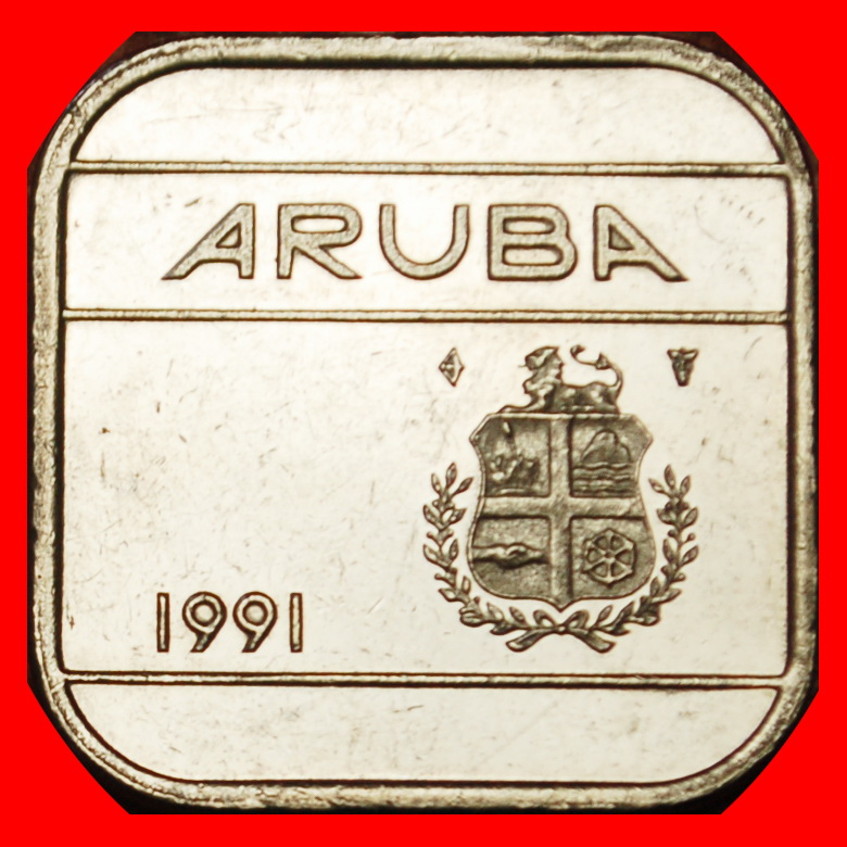  Ⰶ NETHERLANDS (1986-2023): ARUBA ★ 50 CENTS 1991 MINT LUSTRE! UNCOMMON!  LOW START ★ NO RESERVE!   