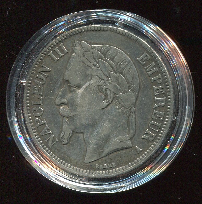  Frankreich 5 Francs Silbermünze von 1867   