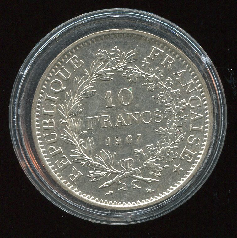  Frankreich 10 Francs Silbermünze von 1967   