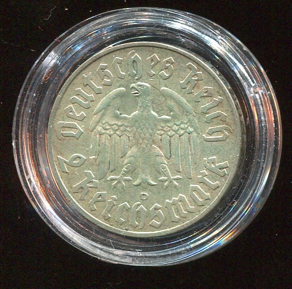  Weimarer Republik M. Luther 2 Reichsmark Silbermünze von 1935 D   