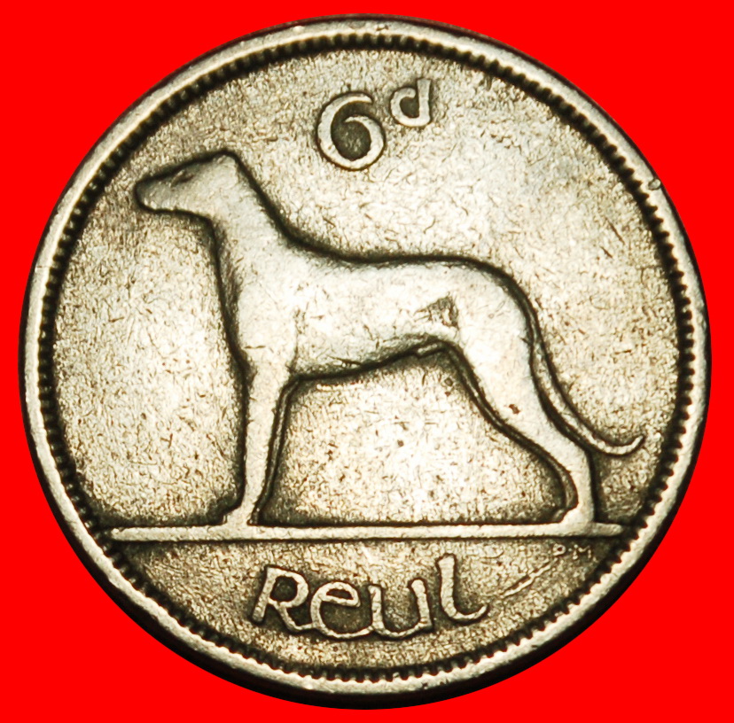  Ⰶ GROSSBRITANNIEN (1942-1969): IRLAND★ 6 PENCE 1942 KRIEGSZEIT (1939-1945) WOLFSHUND★OHNE VORBEHALT!   