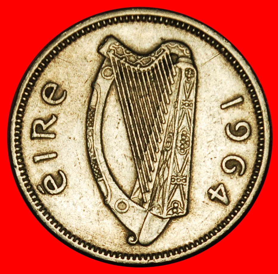  Ⰶ GROSSBRITANNIEN (1951-1968): IRLAND ★ 1 SHILLING 1964 STIER! ★OHNE VORBEHALT!   