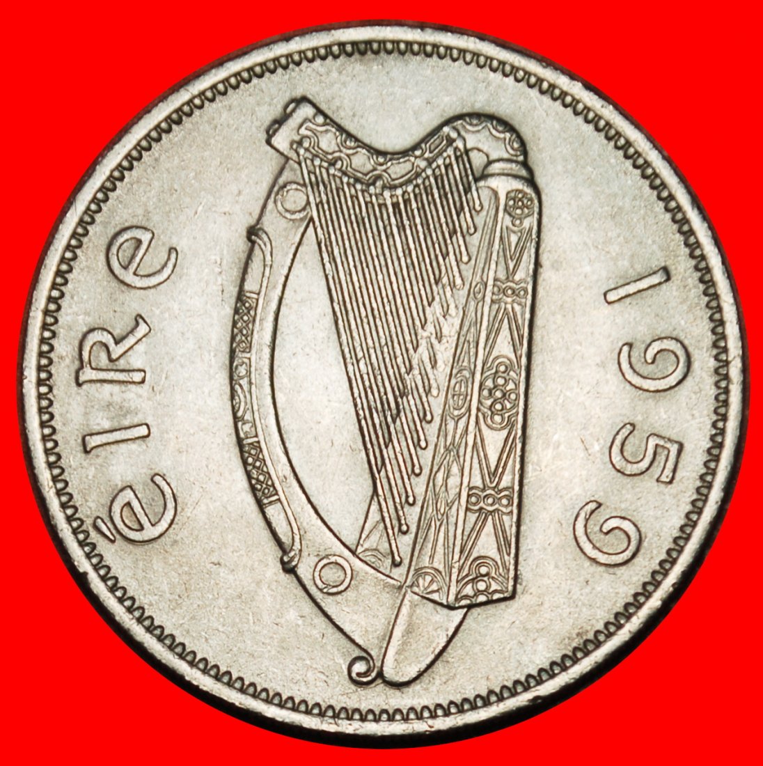  Ⰶ GROSSBRITANNIEN (1951-1967): IRLAND ★1/2 CROWN 1959 PFERD! UNGEWÖHNLICH!★OHNE VORBEHALT!   