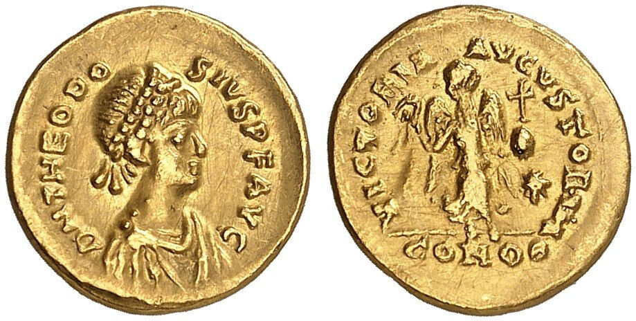  Tremissis Theodosius II 402-450 n.Chr. CON Römische Antike Imperium Gold 268/330   