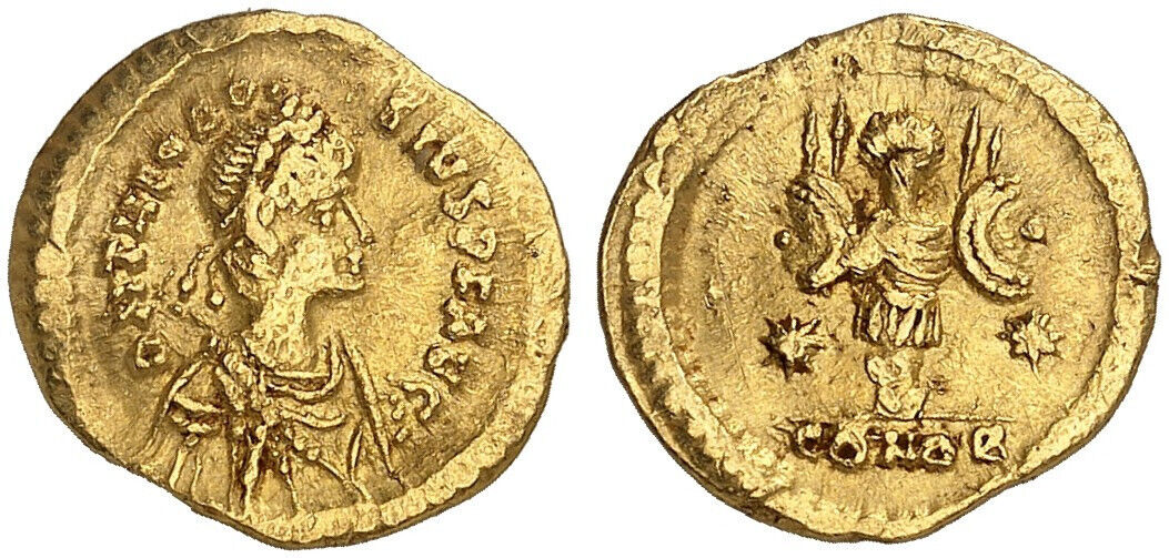  Tremissis Theodosius II 402-450 n.Chr. CON Römische Antike Imperium Gold 267/310   