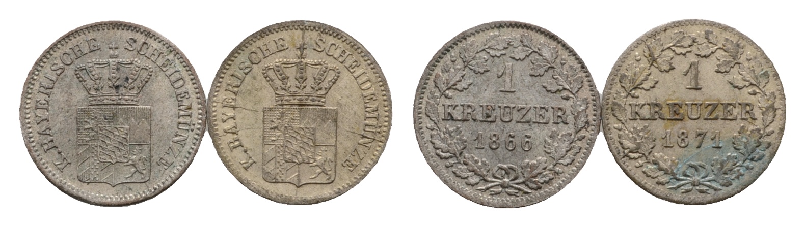  Altdeutschland; 2 Kleinmünzen 1866 / 1871   