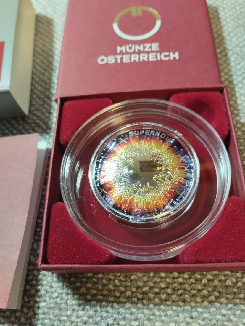  Österreich 20 Euro Silber 2024 Proof PP Farbmünze Supernova Schönheit des Universums   