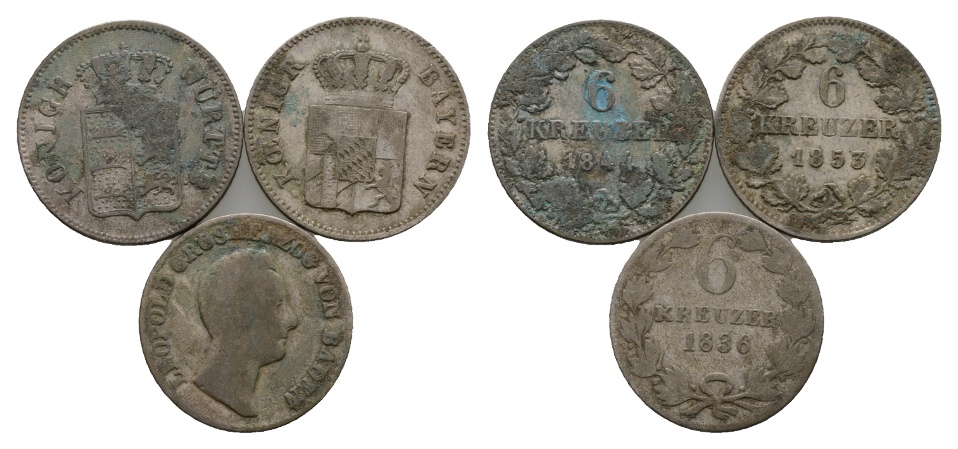  Altdeutschland; 3 Kleinmünzen 1844/ 1853/ 1836   