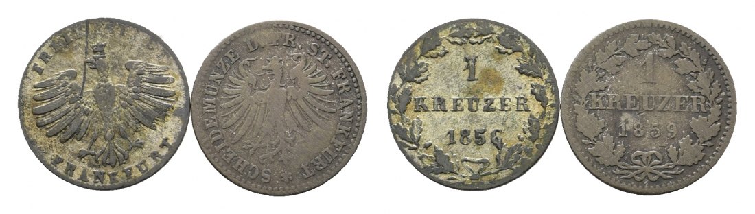  Altdeutschland; Frankfurt; 2 Kleinmünze 1856/ 1859   