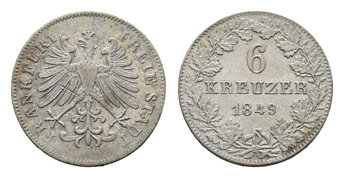  Altdeutschland; Frankfurt; Kleinmünze 1849   