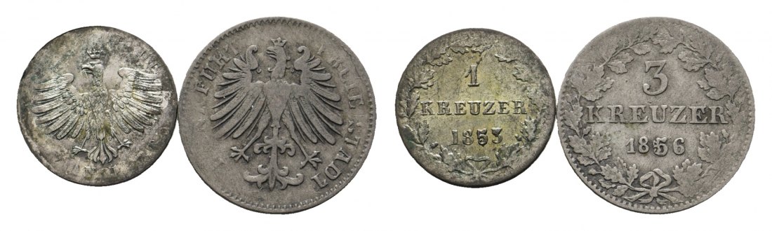  Altdeutschland; Frankfurt; 2 Kleinmünzen 1853/ 1856   