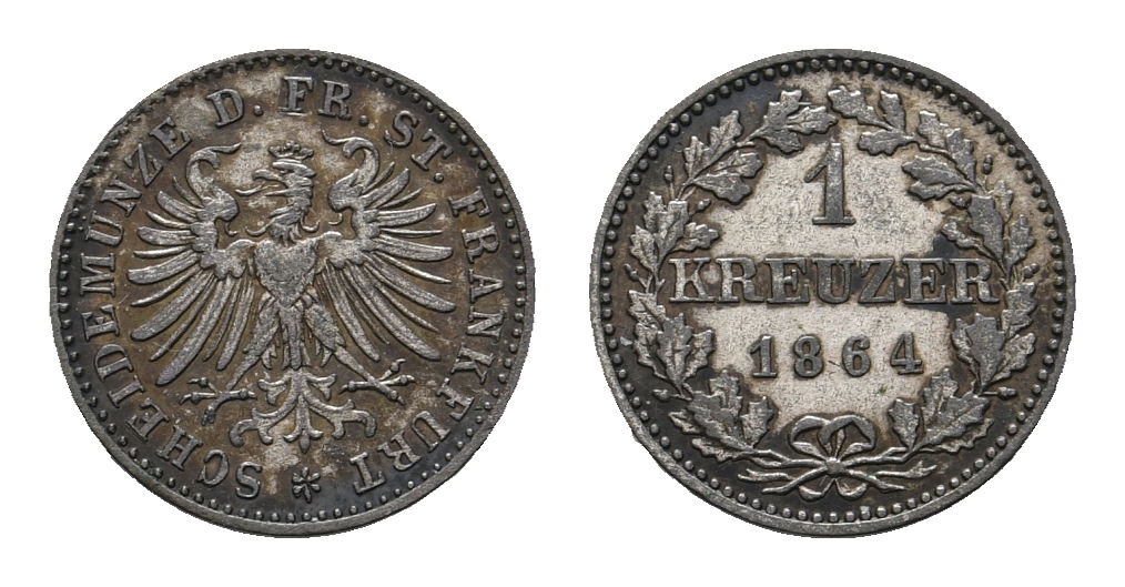  Altdeutschland; Frankfurt; Kleinmünze 1864   