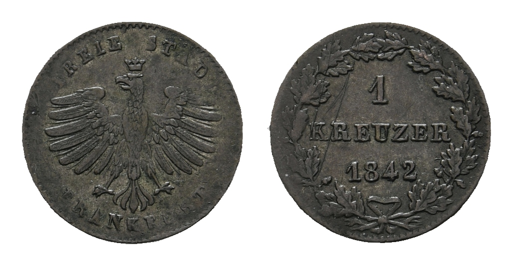  Altdeutschland; Frankfurt; Kleinmünze 1842   