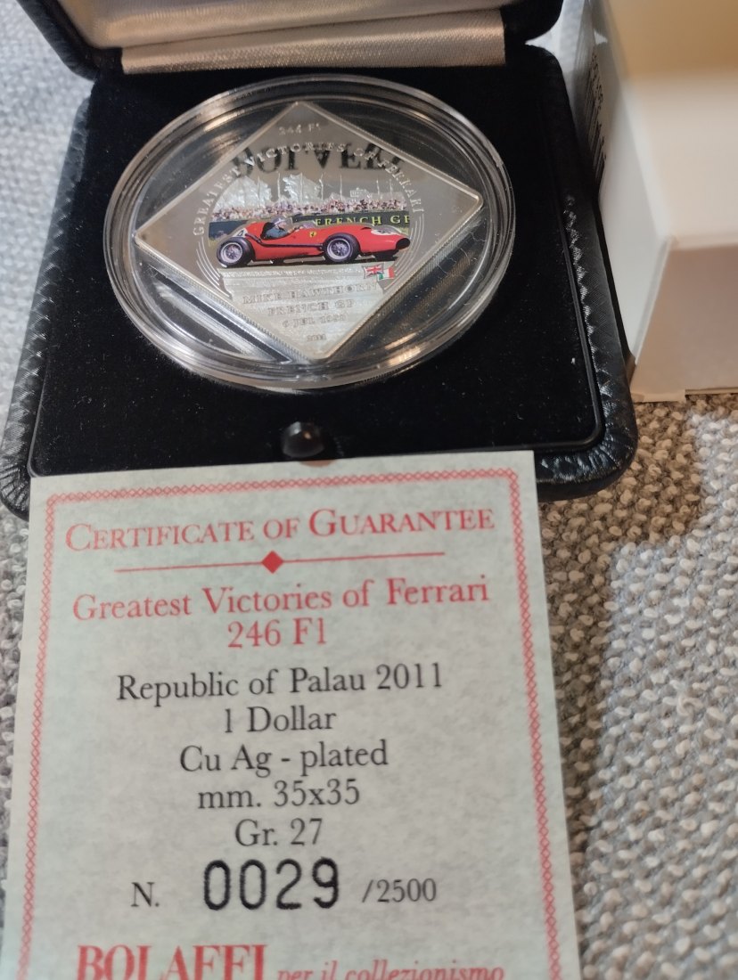  2011 PALAU 1 $ FERRARI 246 F1 Cu Ag Plated ca.27 gram   