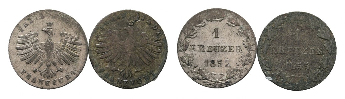  Altdeutschland; Frankfurt; 2 Kleinmünzen 1852/ 1855   