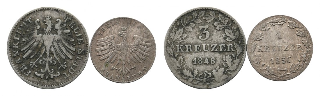  Altdeutschland; Frankfurt; 2 Kleinmünzen 1848/ 1856   