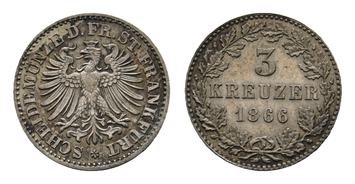  Altdeutschland; Frankfurt; Kleinmünze 1866   