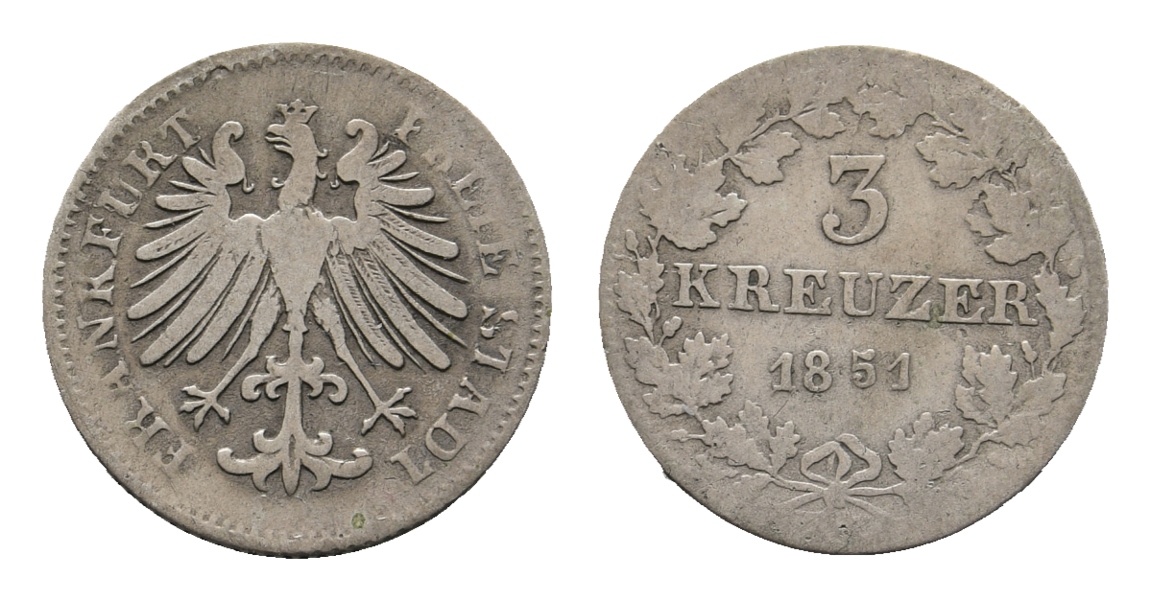  Altdeutschland; Frankfurt; Kleinmünze 1851   