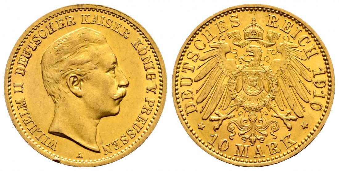 PEUS 2278 Preußen - Kaiserreich 3,58 g Feingold. Wilhelm II. (1888 - 1918) 10 Mark GOLD 1910 A Sehr schön