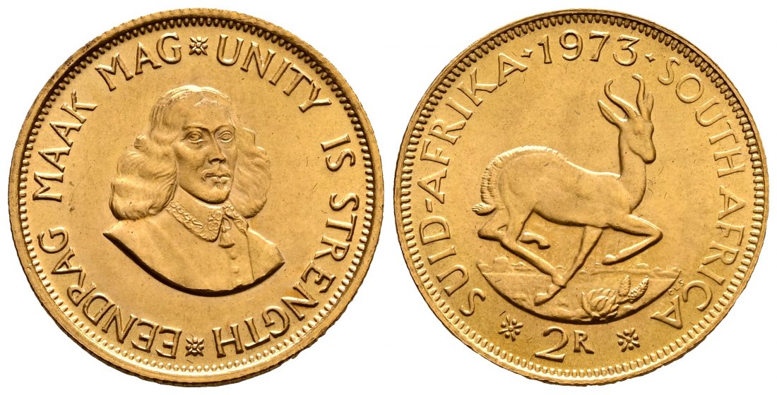 PEUS 2280 Südafrika 7,32 g Feingold 2 Rand GOLD 1973 Fast Stempelglanz