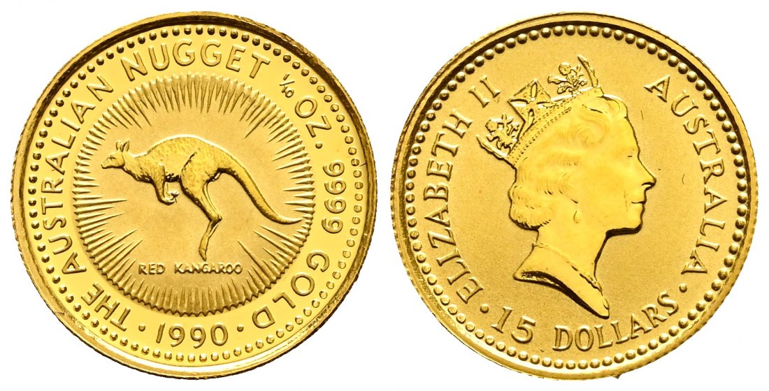 PEUS 2282 Australien 3,11 g Feingold. Rotes Känguru 15 Dollars GOLD 1/10 Unze 1990 Uncirculated