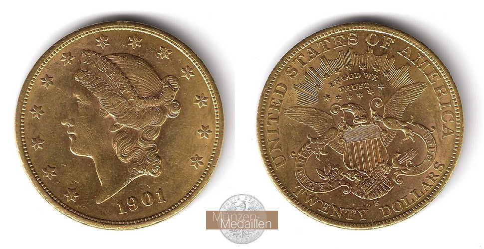 USA MM-Frankfurt Feingold: 30,09g 20 Dollar 1901 S Double Eagle - Liberty Head