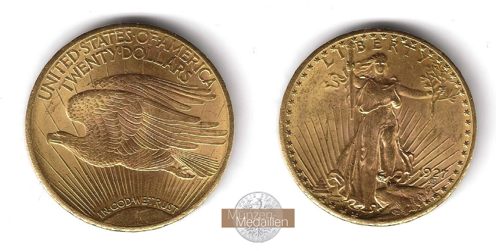 USA  20 Dollar MM-Frankfurt Feingold: 30,09g Double Eagle - St. Gaudens 1927 