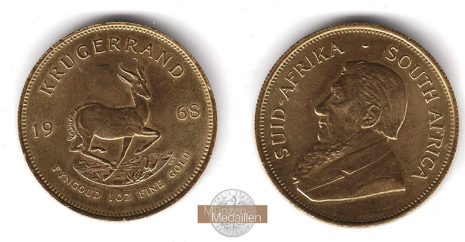 Süd Afrika MM-Frankfurt Feingold: 31,1g 1oz Krügerrand 1968 