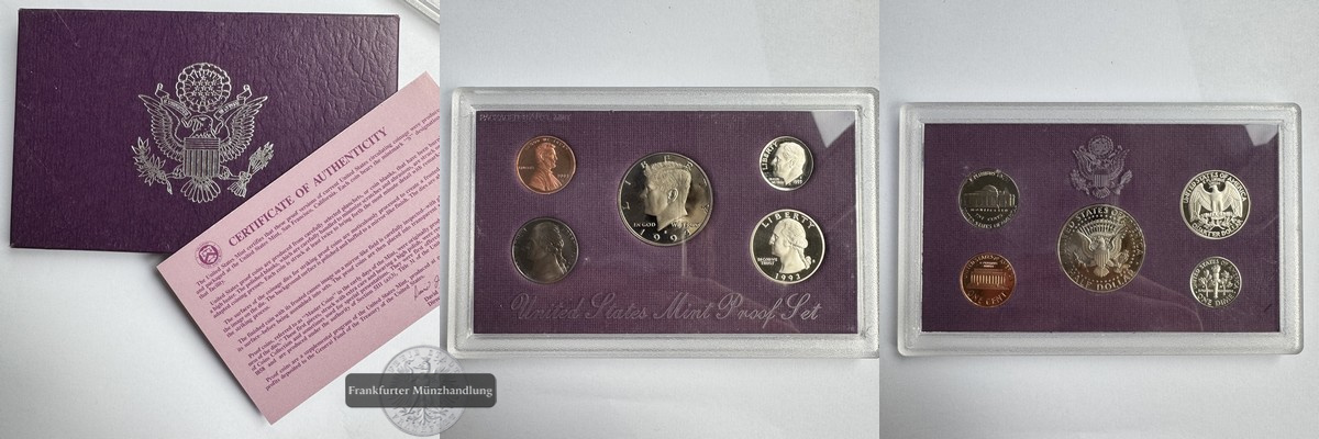  USA. San Fracisco US Mint Proof Coin Set 5 Münzen 1993 FM-Frankfurt   