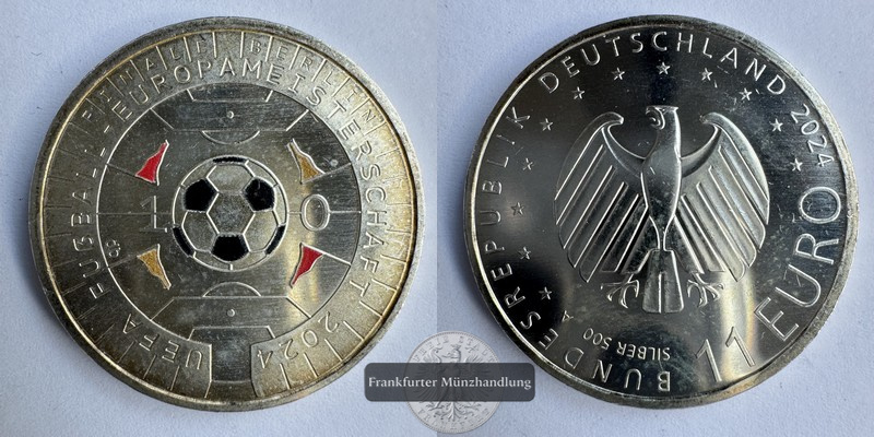  Deutschland. 11 Euro 2024 Europameisterschaft FM-Frankfurt UC#337 Feinsilber:7g   