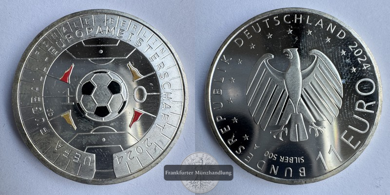  Deutschland. 11 Euro 2024 Europameisterschaft FM-Frankfurt UC#337 Feinsilber:7g   