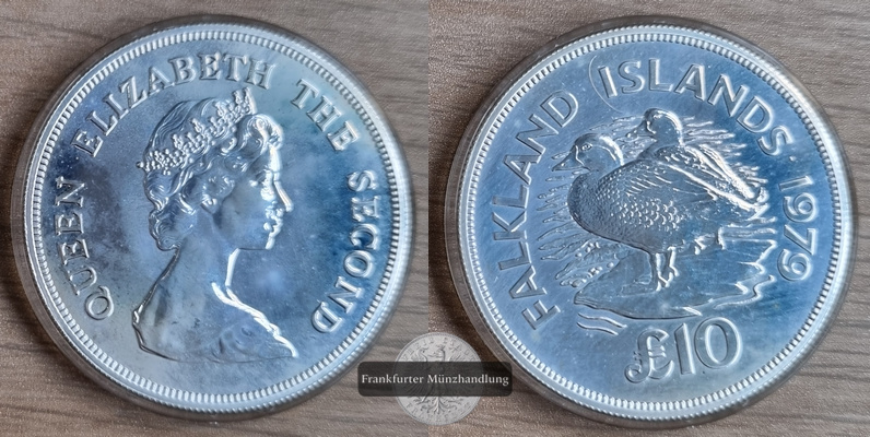  Falkland Inseln  10 Pfund  1979  FM-Frankfurt/M  Feingewicht: 32,38g Silber pp   