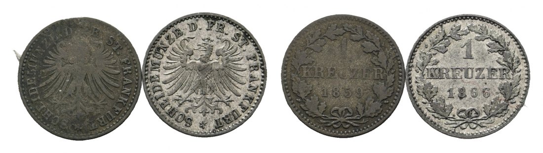  Altdeutschland; Frankfurt; 2 Kleinmünzen 1859/ 1866   