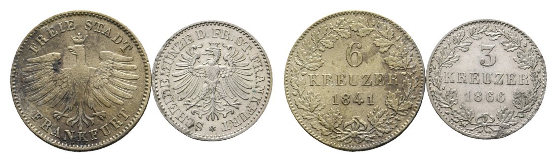  Altdeutschland; Frankfurt; 2 Kleinmünzen 1841/ 1866   