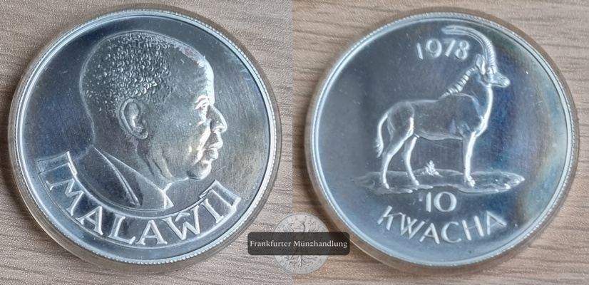  Malawi  10 Kwacha  1978  FM-Frankfurt  Feingewicht: 32,38g  Silber vz   