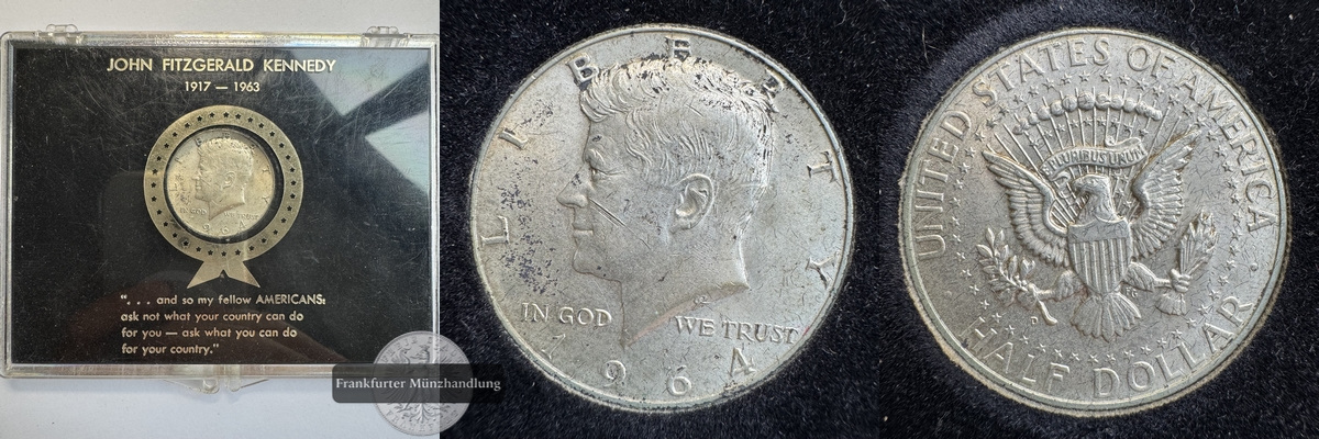  USA. Half Dollar 1964 Kennedy FM-Frankfurt KM#202 Feinsilber: 11,25g   