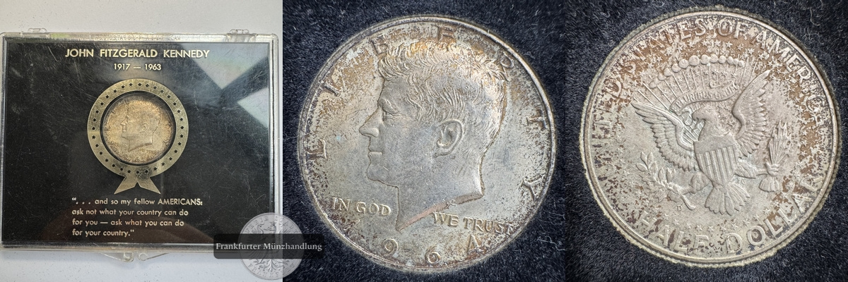  USA. Half Dollar 1964 Kennedy FM-Frankfurt KM#202 Feinsilber: 11,25g   