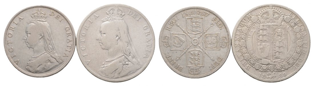  Großbritannien; 2 Kleinmünzen 1887 / 1889   