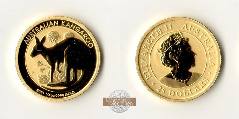 Australien 25 Dollar MM-Frankfurt Feingold: 7,78g Kangaroo 2021 