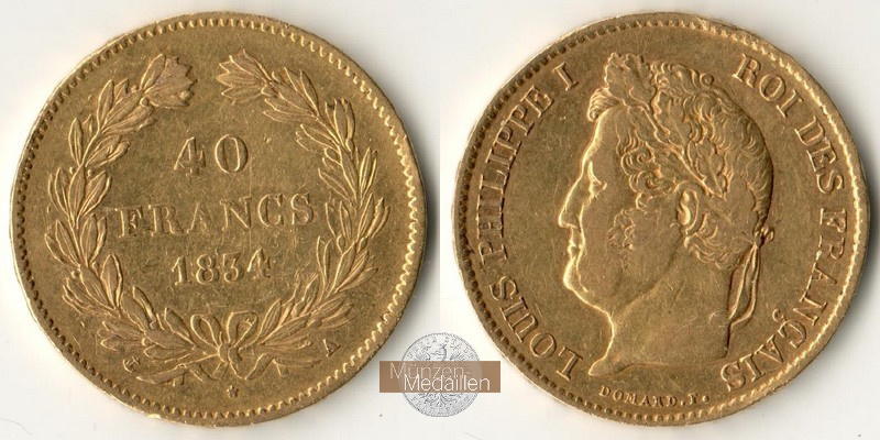 Frankreich  40 Francs  1834 MM-Frankfurt Feingold: 11,61g Louis Philippe  