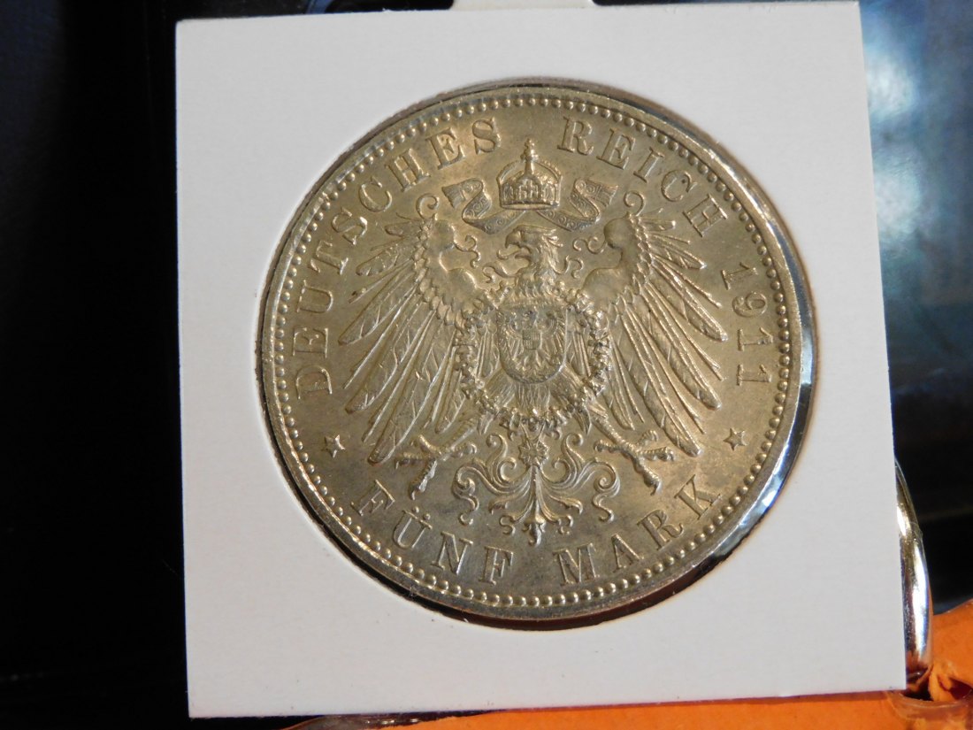  GERMANY 5 MARK 1911 BAVARIA.GRADE-PLEASE SEE PHOTOS.   