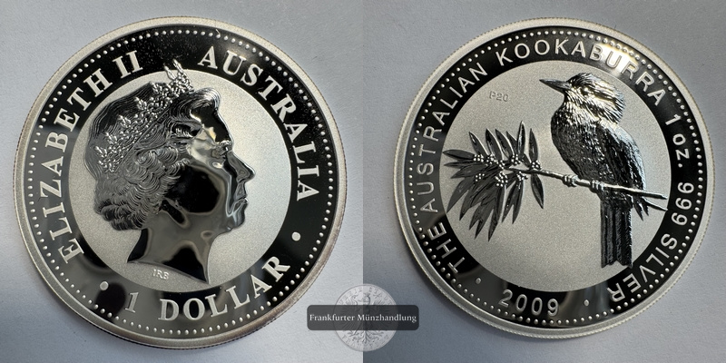  Australien. 1 Dollar 2009 Kookaburra FM-Frankfurt KM#1287 Feinsilber: 31,1g   