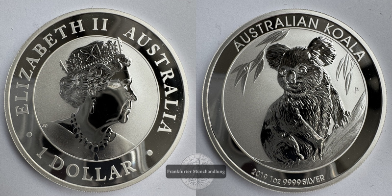  Australien. 1 Dollar 2019 Koala FM-Frankfurt KM#3697 Feinsilber: 31,1g   