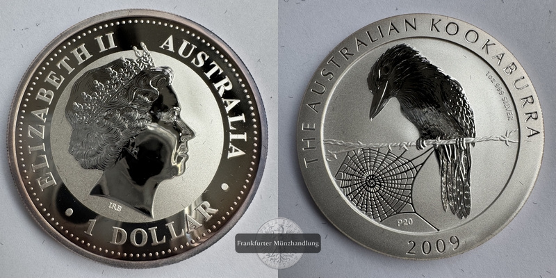  Australien. 1 Dollar 2009 Kookaburra FM-Frankfurt KM#1295 Feinsilber: 31,1g   