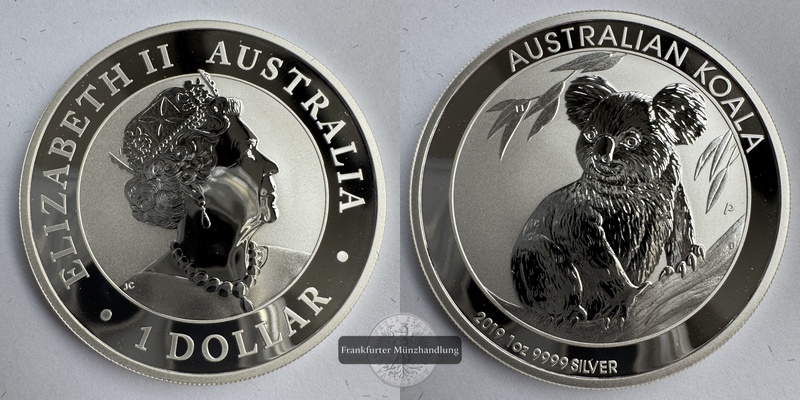  Australien. 1 Dollar 2019 Koala FM-Frankfurt KM#3697 Feinsilber: 31,1g   