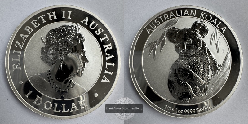  Australien. 1 Dollar 2019 Koala FM-Frankfurt KM#3697 Feinsilber: 31,1g   