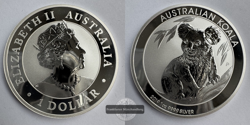  Australien. 1 Dollar 2019 Koala FM-Frankfurt KM#3697 Feinsilber: 31,1g   