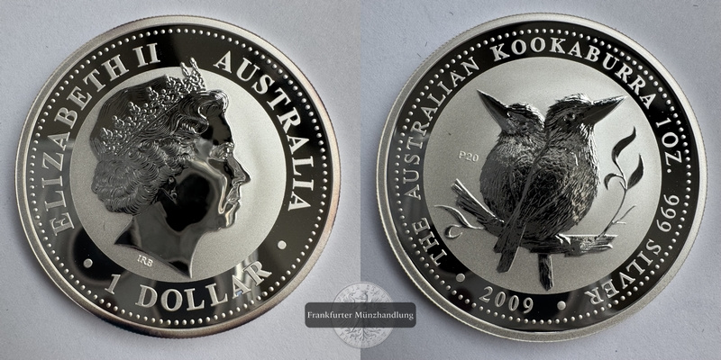  Australien. 1 Dollar 2009 Kookaburra FM-Frankfurt KM#1288 Feinsilber: 31,1g   